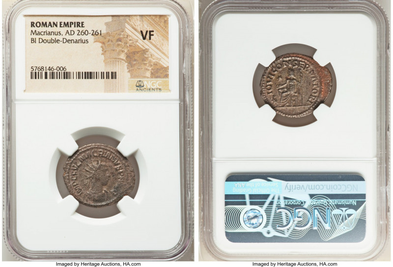 Macrianus (AD 260-261). BI antoninianus (23mm, 6h). NGC VF. Antioch, 2nd emissio...