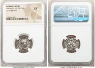 Maximian, First Reign (AD 286-310). AR argenteus (20mm, 12h). NGC XF. Rome, 2nd officina, AD 295-297. MAXIMI-ANVS AVG, laureate head of Maximian right...