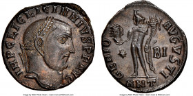 Licinius I (AD 308-324). BI follis or reduced nummus (21mm, 4.99 gm, 11h). NGC Choice AU 5/5 - 5/5. Antioch, 12th officina, AD 312. IMP C LIC LICINNIV...
