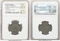 Licinius I (AD 308-324). AE follis or BI nummus (24mm, 2.66 gm, 11h). NGC AU 5/5 - 4/5, Silvering. Heraclea, 1st officina, ca. AD 313. IMP C VAL LICIN...