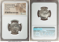 John VIII Palaeologus (AD 1421/5-1448). AR stavraton (25mm, 6.41 gm, 7h). NGC Choice XF 3/5 - 4/5. Constantinople. Bust of Christ facing, wearing nimb...