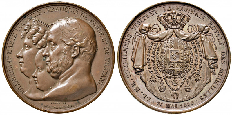 NAPOLI. Francesco I di Borbone (1825-1830). Medaglia 1830. Per la visita alla ze...
