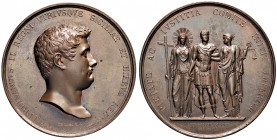 NAPOLI. Ferdinando II di Borbone (1830-1859). Medaglia 1830. Per l'assunzione al trono del re Ferdinando II di Borbone. BR (g 146 - Ø 62 mm). Opus: Ca...
