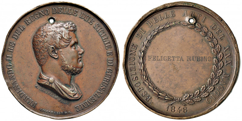 NAPOLI. Ferdinando II di Borbone (1830-1859). Medaglia 1848. Medaglia premio Esp...