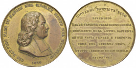 NAPOLI. Ferdinando II di Borbone (1830-1859). Medaglia 1854. In memoria di Giovanni Battista Vico. BR dorato (g 155 - Ø 66 mm). Opus: V. Catenacci. D'...