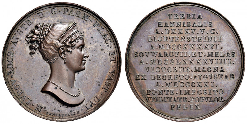 PARMA. Maria Luigia d'Austria (1815-1847). Medaglia 1821. Per i lavori sul ponte...