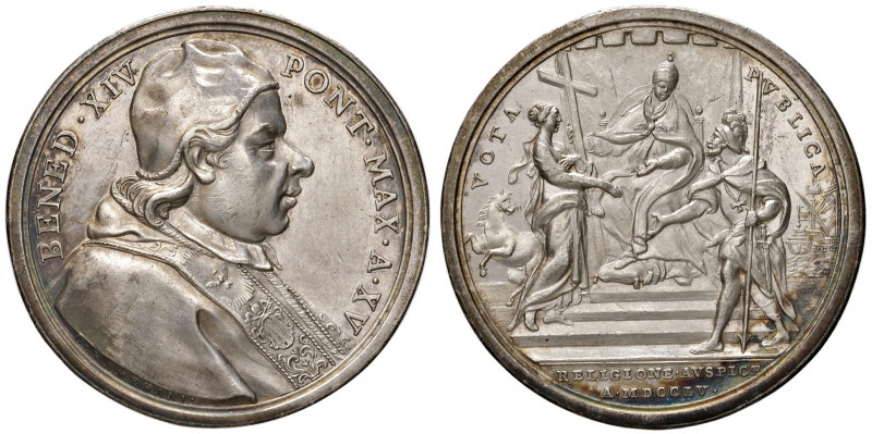 Benedetto XIV (1740-1758). Medaglia 1755 An. XV. Opus: Hamerani. Ricorda l'accor...