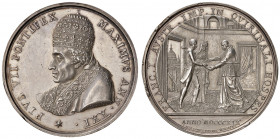 Pio VII (1800-1823). Medaglia 1820 An. XXI. Opus: T. Mercandetti. Visita dell'Imperatore d'Austria. AG (g 33,98 - 41,50 mm). Bartolotti E820. R 
SPL+
