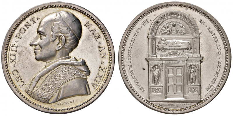 Leone XIII (1878-1903). Medaglia 1901 An. XXIV. Opus: Bianchi. Prospetto del mon...