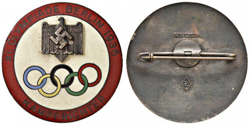 GERMANIA. Berlino 1936. XI Giochi olimpici estivi. Distintivo smaltato. (g 28,88...