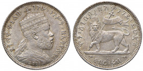 ETIOPIA. Menelik II (1889-1913). 1/4 Birr EE 1887. A. AG (g 7,00). KM 3.
qFDC
