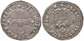 FRANCIA. Luigi XIII (1610-1643). 1/4 di Ecu 1630 L (Bayonne). AG (g 9,36 - Ø 31 mm). Gad. 27. Ottima conservazione per la tipologia.
qSPL