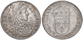 FRANCIA. Luigi XIV "il Re Sole" (1643-1715). Ecu 1667 & (Aix-en-Provence). AG (g 27,23). Gad. 206. Raro. Esemplare di ottima conservazione per la tipo...