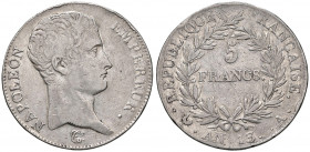 FRANCIA. Napoleone Imperatore (1804-1814). 5 francs l'An 13 A (Parigi). AG (g 24,83). Gad.580. Raro.
BB