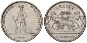 SVIZZERA. Zurigo. 5 franchi 1859. AG (g 25,1). KMX-S5.
qSPL