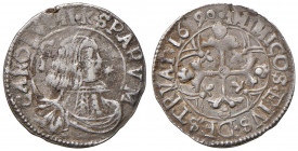 CAGLIARI. Carlo II di Spagna ( 1665-1700). Reale 1690. AG (g 2,14). Mir 88/2.
qBB