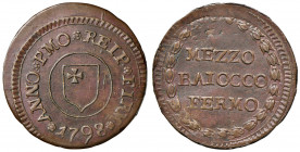 FERMO. Prima Repubblica Romana (1798-1799). 1/2 Baiocco 1798. CU (g 5,16). Gig. 1. R
qSPL