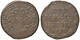 FERMO. Prima Repubblica Romana (1798-1799). 2 Baiocchi 1798. CU (g 13,78). Gig. 4e. R
BB+