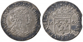 FOSDINOVO. Maria Maddalena Centurioni (1663-1669). Luigino 1669. AG (g 1,55). Cammarano 100. Difetto del tondello.
SPL