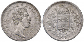 LUCCA. Carlo Ludovico di Borbone (1824-1847). 2 Lire 1837. AG (g 9,52). Gig. 1. R Difetto nel campo al D/.
BB