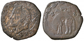 NAPOLI. Filippo IV di Spagna (1621-1665). Monetazione dopo la caduta della Repubblica Napoletana. Tornese 1648. CU (g 3,82). Magliocca 167. RR 
MB+