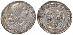NAPOLI. Carlo II di Spagna (1674-1700). 10 Grana 1690. AG (g 2,48). Magliocca 41. 
BB
