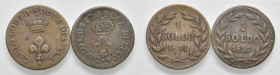 LUCCA. Carlo Ludovico di Borbone (1824-1847). Lotto di 2 monete: 1 Soldo 1826 e 1841. CU. Gig. 13;14. NC 
qBB/BB