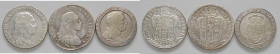 NAPOLI. Ferdinando IV di Borbone (1759-1816). Lotto di 3 monete. 120 Grana 1788, 1796, 1805. AG. Gig. 51b;61;71c. Mediamente da qBB a BB.
qBB/BB