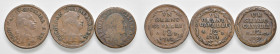 NAPOLI. Ferdinando IV di Borbone (1759-1816). Lotto di 3 monete. 12 Cavalli 1791, 1792 e 1797. CU. Gig. 140; 141; 143a. Mediamente da qBB a BB+.
qBB/...