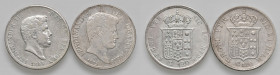 NAPOLI. Ferdinando II di Borbone ( 1830-1859). Lotto di 2 monete. 120 Grana 1835 e 1846. AG. Gig. 59; 72. Mediamente da qBB a BB.
qBB/BB