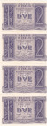 REGNO D'ITALIA. 2 lire IMPERO. 14-11-1939. Gig. BS-8A. Lotto di 4 esemplari con numerazione consecutiva.
FDS