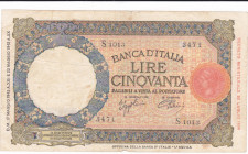 REGNO D'ITALIA. Banca d'Italia. 50 lire LUPETTA (FASCIO) L'AQUILA. 17-05-1943. Gig. BI-8D .
BB
