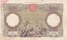 REGNO D'ITALIA. Banca d'Italia. 100 lire ROMA GUERRIERA (FASCIO) L'AQUILA. 13-02-1943. Gig. BI-20C. NC.
qBB