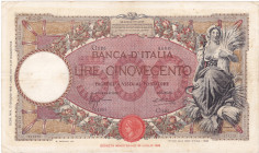 REGNO D'ITALIA. Banca d'Italia. 500 lire MIETITRICE (FASCIO) ROMA. 17-06-1935. Gig.BI-29K. NC.
BB