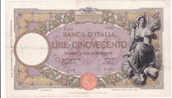REGNO D'ITALIA. Banca d'Italia. 500 lire MIETITRICE (FASCIO) ROMA. 27-02-1940. Gig.BI-29R.
BB+