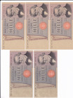 REPUBBLICA. Biglietto di banca. 1000 lire VERDI - 2°Tipo. 11-03-1971. Gig. BI-56b. Lotto di 5 esemplari con numerazione consecutiva. 30-05-1981 Gig. 5...