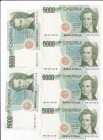 REPUBBLICA. Biglietto di banca. 5000 lire BELLINI. 1996. Gig. BI-69D. Lotto di 6 esemplari con numerazione consecutiva.
FDS