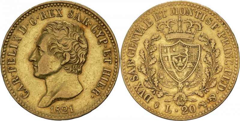 Regno di Sardegna - Torino - Carlo Felice (1821-1831) - 20 lire 1821 - Mont.30 -...