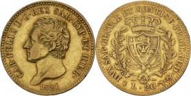 Regno di Sardegna - Torino - Carlo Felice (1821-1831) - 20 lire 1821 - Mont.30 - Au RARO (R) 

qBB 

SPEDIZIONE SOLO IN ITALIA - SHIPPING ONLY IN ...