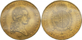 Milano - Francesco II d'Asburgo (1792-1800) - Sovrana 1796 "data ribattuta" - Mont.156 - Au - periziata Luciani SPL/qFDC - RARA (R)

SPL/qFDC

SPE...
