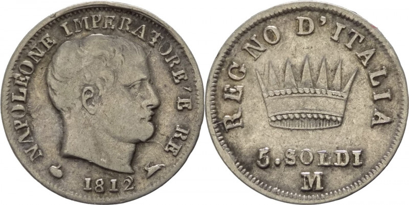 Milano - Napoleone I Re d'Italia (1808-1814) - 5 soldi 1812 - Leggera Ribattitur...