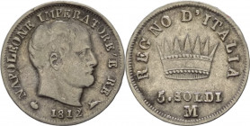 Milano - Napoleone I Re d'Italia (1808-1814) - 5 soldi 1812 - Leggera Ribattitura sul "2" della data - Ag

qBB 

SPEDIZIONE SOLO IN ITALIA - SHIPP...