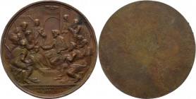 Medaglia uniface emessa nel 1869 commemorativa del XX Concilio Ecumenico (1869-1870) con la rappresentazione di S. Pietro nel tempio seduto tra gli ap...