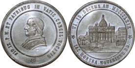 Pio IX, medaglia in metallo bianco, Concilio Ecumenico Vaticano, 1869 – D/ PIO • IX • P • M • ET PATRIBUS IN VATIC • CONCIL • VOCATIS *, entro cerchio...