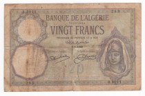 Algeria - colonia francese (1830-1962) - 20 franchi - N°serie: B 3011 283 - 1929 - P# 78

qBB 

SPEDIZIONE SOLO IN ITALIA - SHIPPING ONLY IN ITALY...