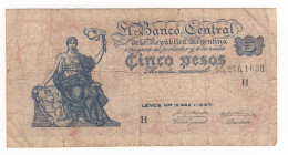 Argentina - Repubblica federale (dal 1861) - 5 pesos - N°serie: 55,256, 163 H - 1951-1959 - P# 264

qBB 

SPEDIZIONE IN TUTTO IL MONDO - WORLDWIDE...