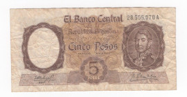 Argentina - Repubblica federale (dal 1861) - 5 pesos - N°serie: 28.555.070 A - 1960-1962 - P# 275

qBB 

SPEDIZIONE IN TUTTO IL MONDO - WORLDWIDE ...