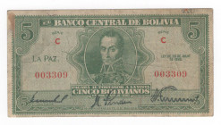 Bolivia - Repubblica (1825-2009) - 5 bolivianos - N°serie: C 003309 - 1928 - Waterlow & Sons - P# 129

mBB 

SPEDIZIONE SOLO IN ITALIA - SHIPPING ...