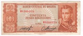 Bolivia - Repubblica (1825-2009) - 50 pesos bolivianos - N°serie: W8586379 - 1962 - Thomas de la Rue & Company - P# 156

qSPL

SPEDIZIONE IN TUTTO...