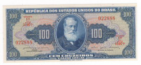 Repubblica degli Stati Uniti del Brasile (1889-1967) - 100 cruzeiros - N°serie: 022888 - 1961-1964 - American BankNote Company - P# 170

FDS

SPED...